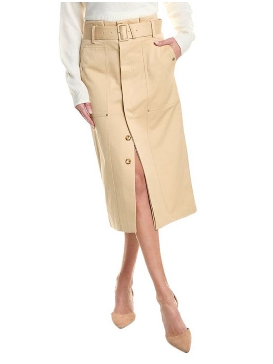 A.L.C. Dresses & Skirts - NWT A.L.C. Belted Cotton-Twill Midi Skirt in Latte Size 8